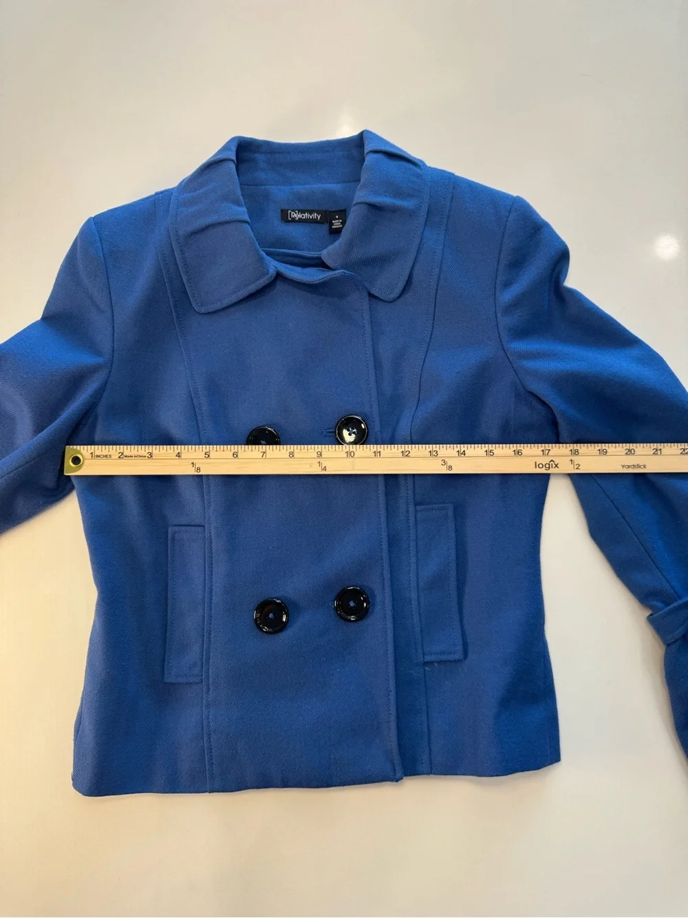 Relativity Blue Double-Breasted Peacoat Jacket - Picture 5 of 10